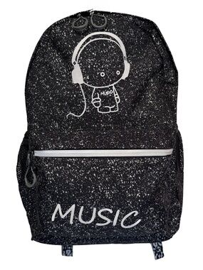 Gudui USB Silver Splatter Music Black Backpack
